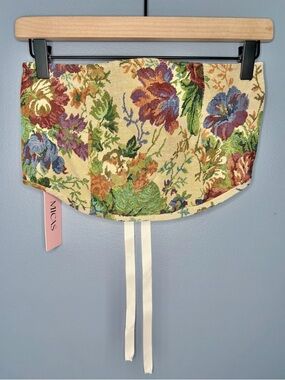 NWT Micas Floral Tapestry Corset Tube Top with Ribbon Ties | Size Small